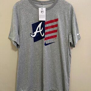 Nike Atlanta Braves MLB Baseball Team Issue USA Flag Dri-FIT Shirt Mens XL NEW